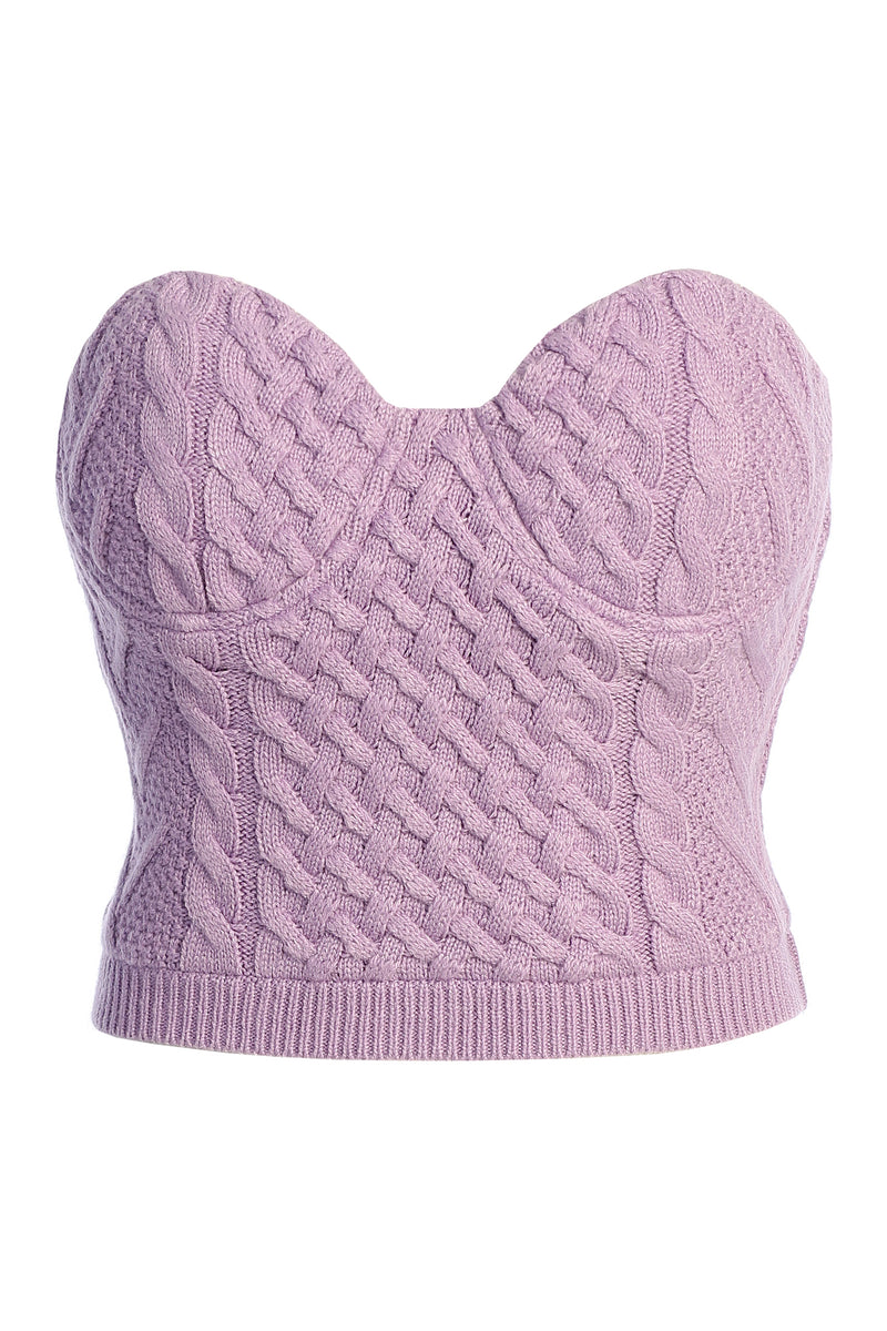 Lilac Davina Sweater Knit Bustier Top - JLUXLABEL