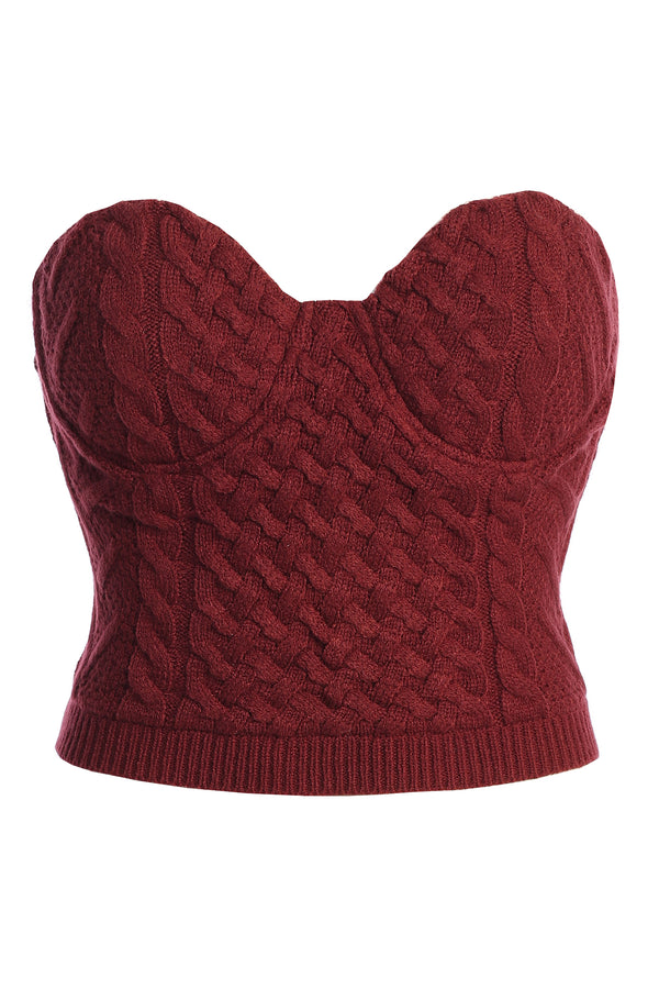 Berry Davina Sweater Knit Bustier Top - JLUXLABEL