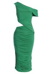 Green Worth The Wait Draped Dress - JLUXLABEL