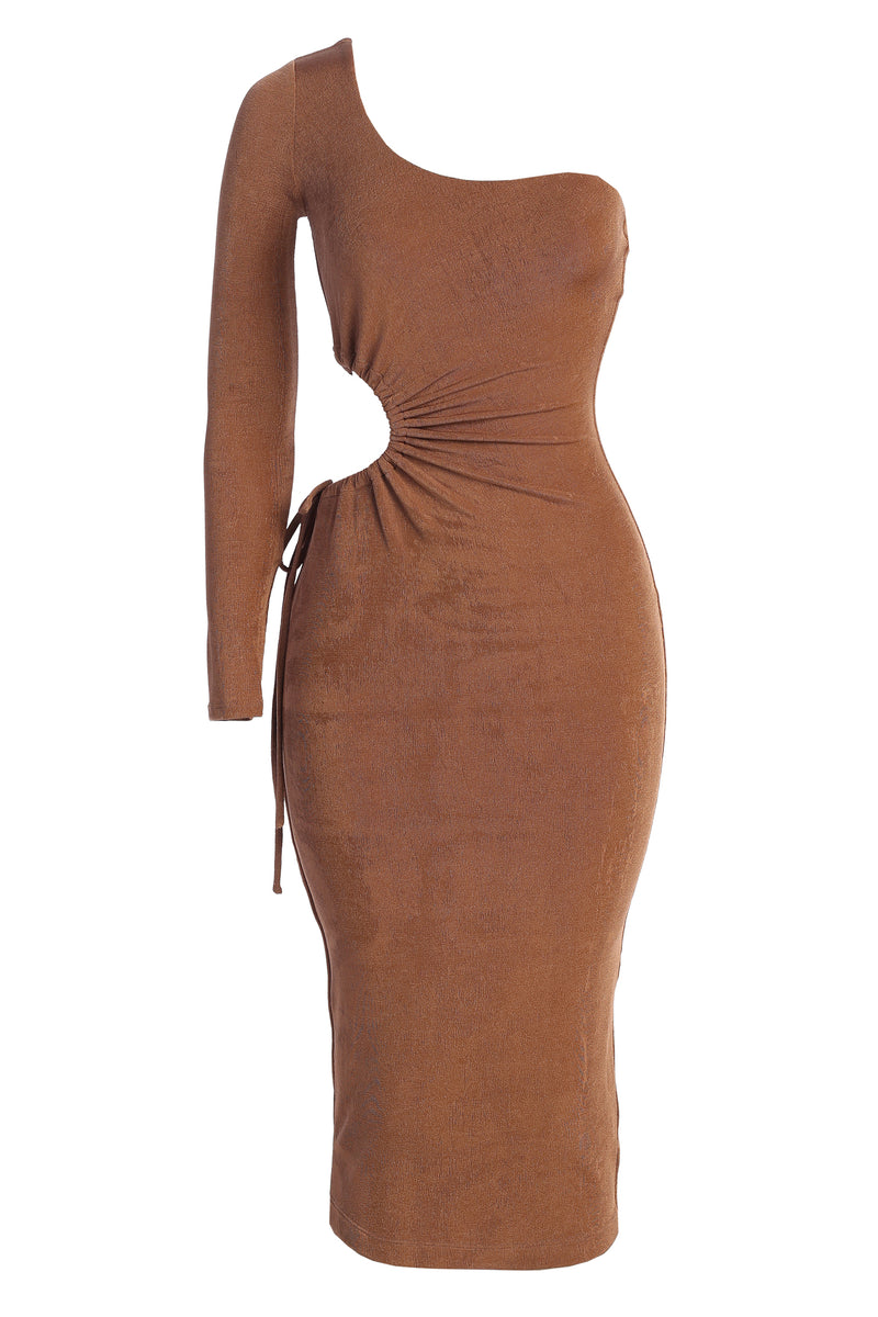 Tan In The Moment Dress - JLUXLABEL