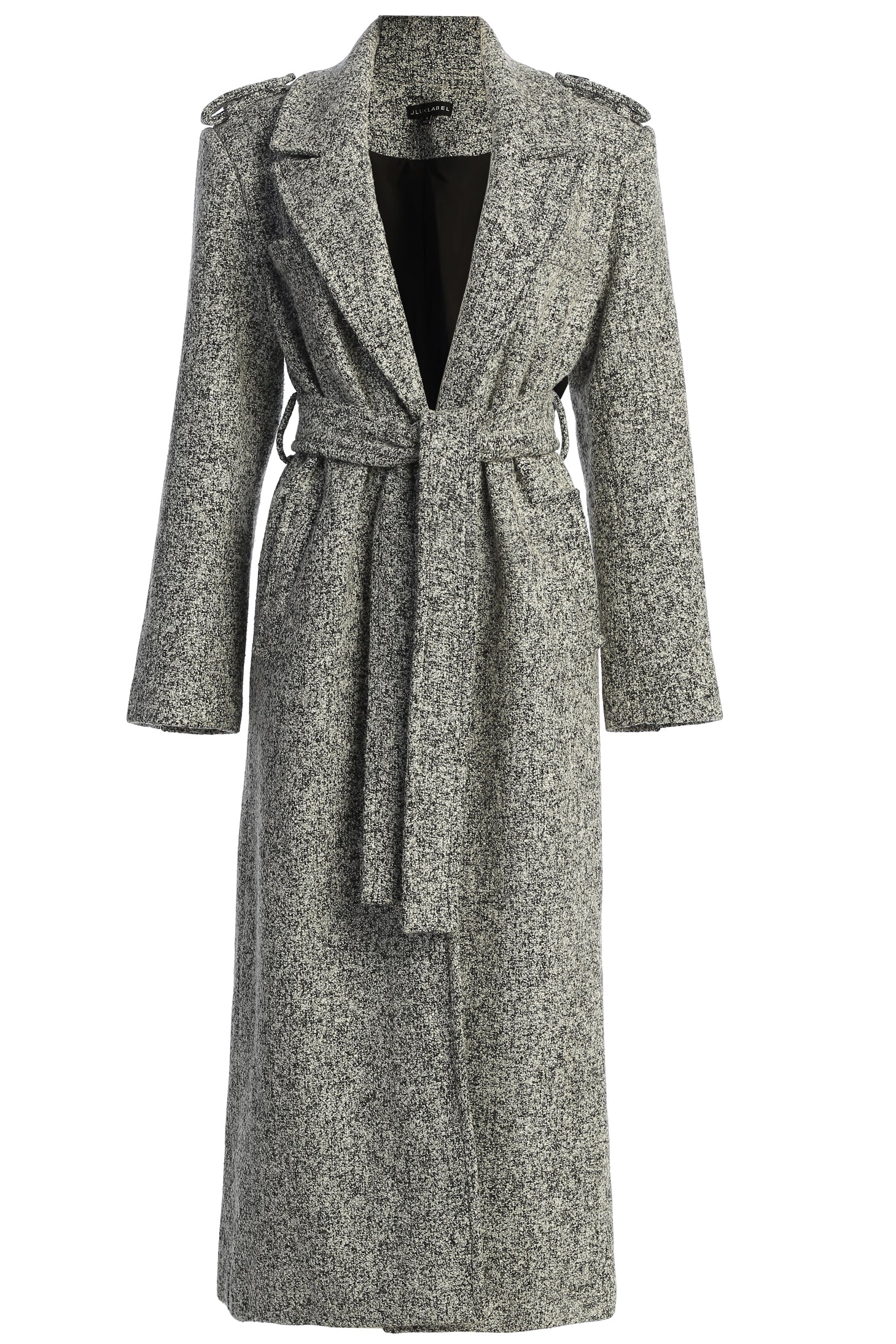 Lt. Grey Savannah Belted Tweed Coat - JLUXLABEL