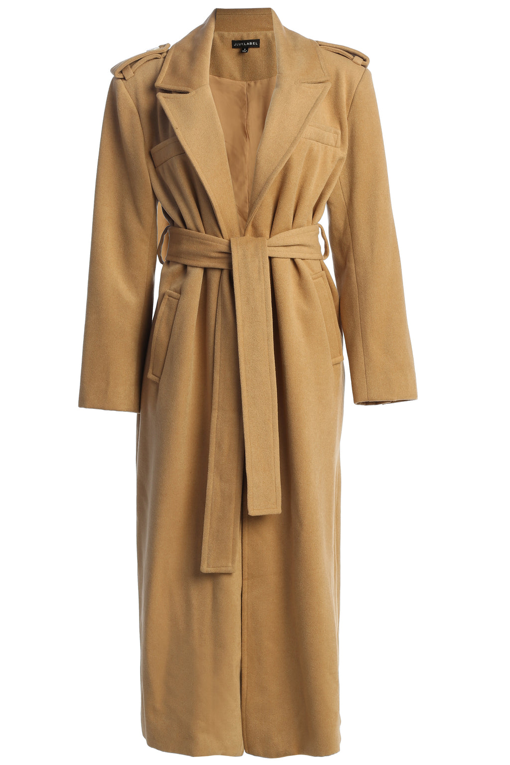 Tan belted wool clearance coat