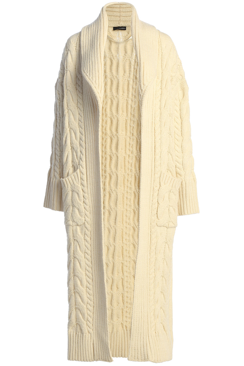 Laneus Cable Knit Robe Style Tie Up Cardigan, $520, farfetch.com