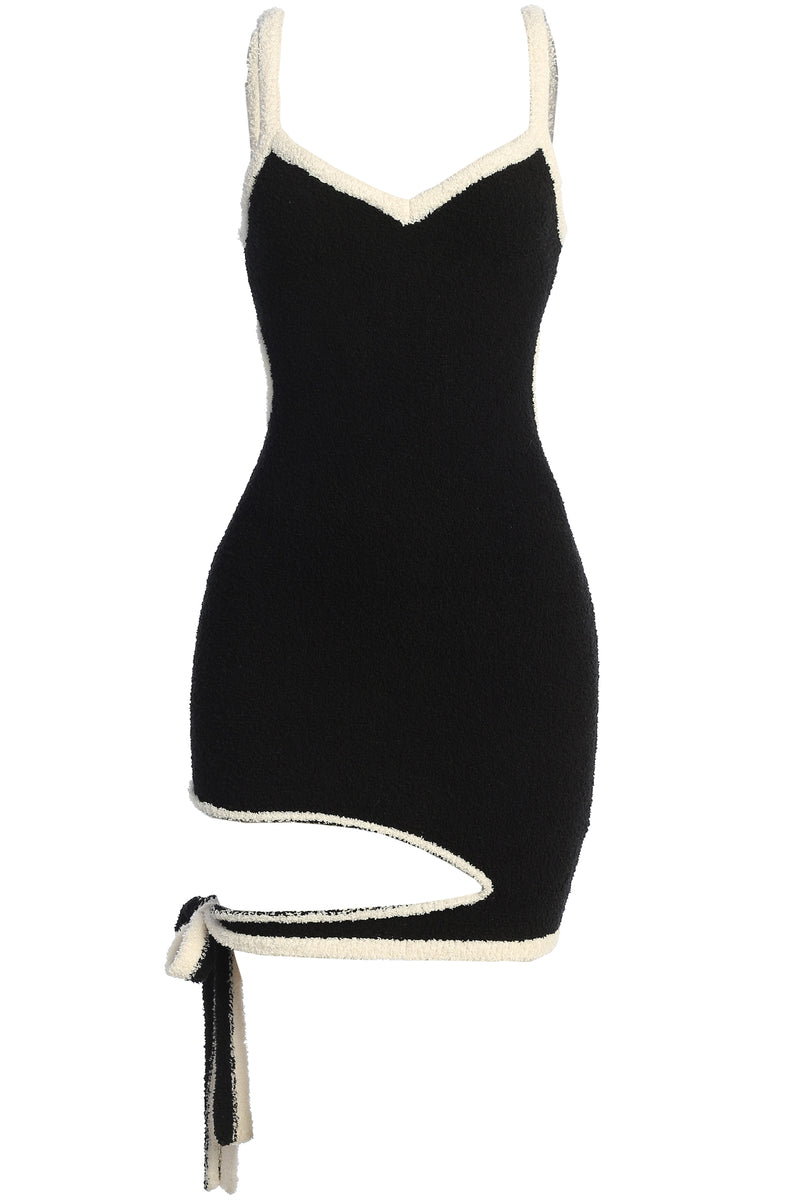 Noir Soft Focus Plush Mini Dress - JLUXLABEL - black