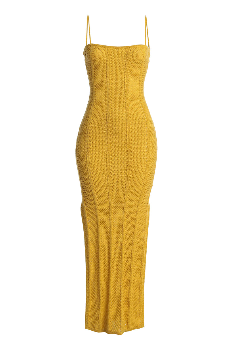 Yellow Cabana Views Crochet Dress | JLUXLABEL