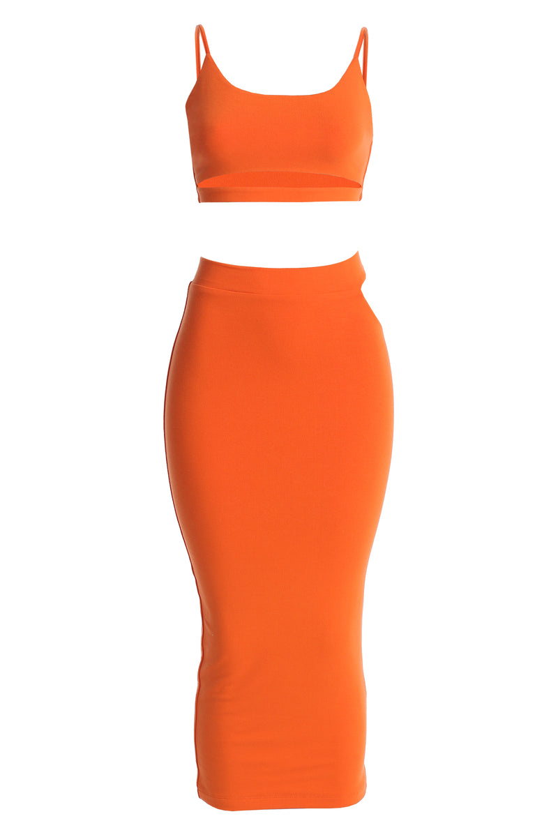 Orange Eizelle Skirt Set - JLUXLABEL