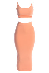 Peach Eizelle Skirt Set - JLUXLABEL