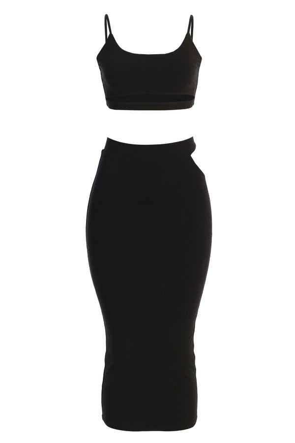 Noir Eizelle Skirt Set - JLUXLABEL - black