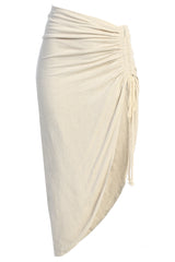 Natural Spring Ruched Linen Skirt - JLUXLABEL
