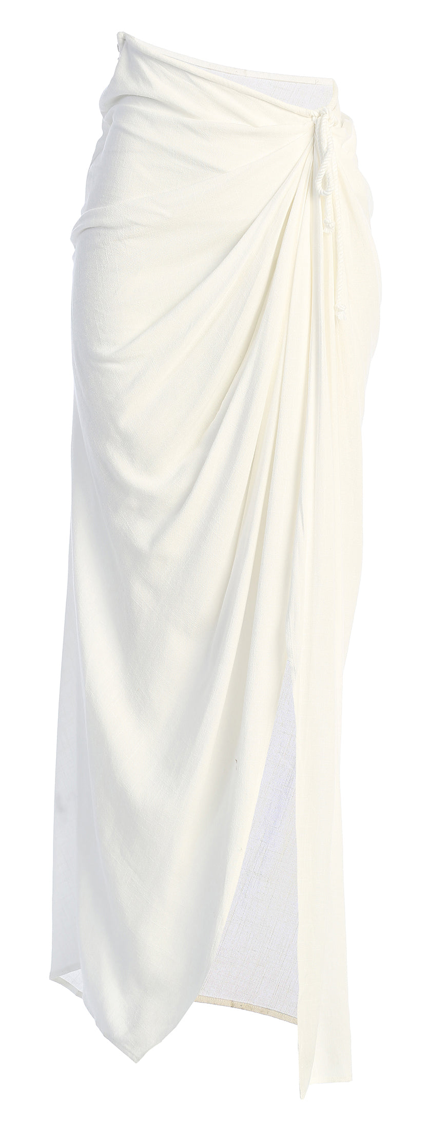 White Noelia Linen Slit Skirt - JLUXLABEL