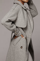 Grey Beverly Trench Coat - JLUXLABEL