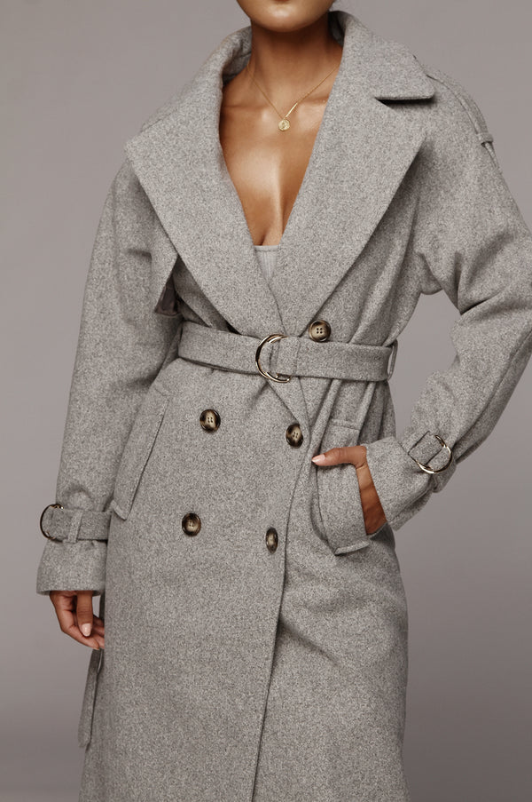 Grey Beverly Trench Coat - JLUXLABEL