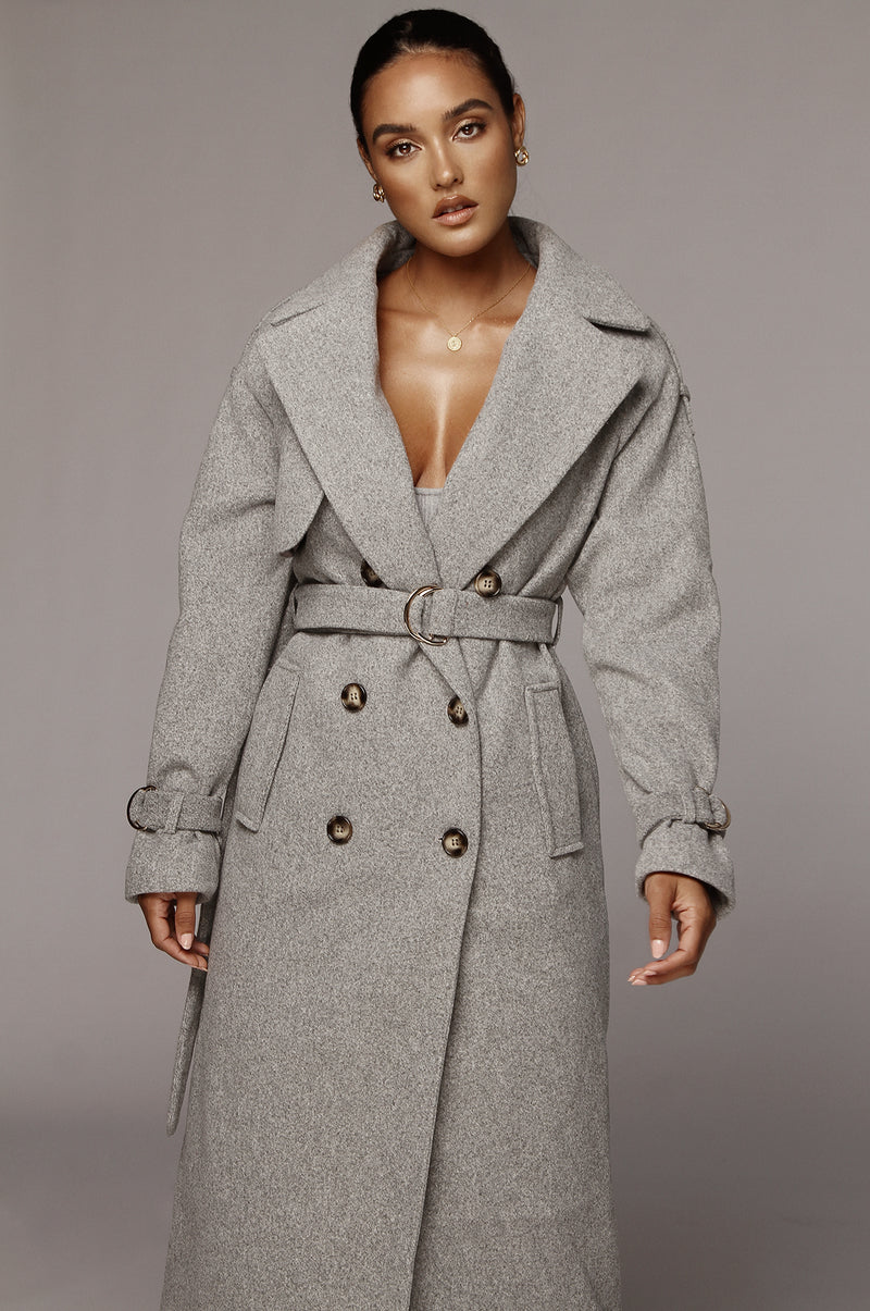 Grey Beverly Trench Coat - JLUXLABEL