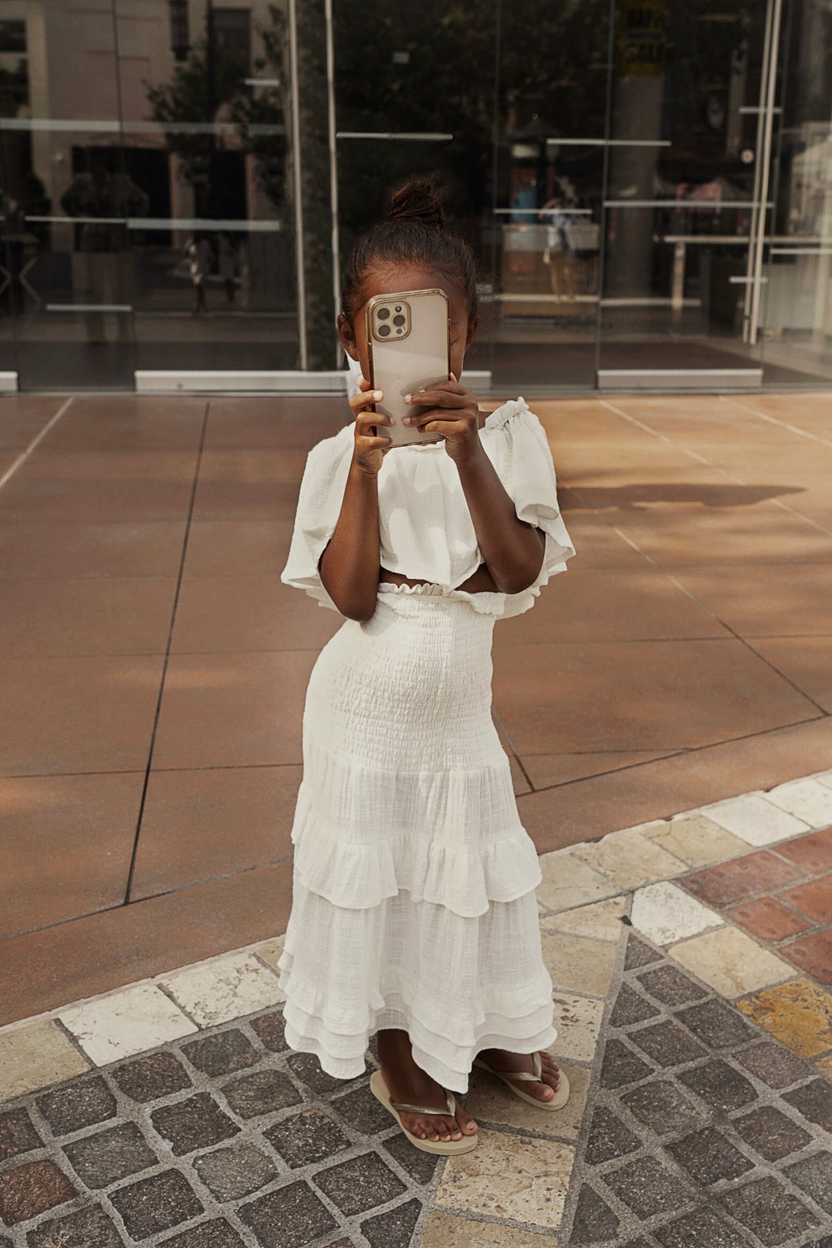 KIDS CONVERTIBLE SHIRRED MAXI SKIRT 12-14 LOOKING GLASS HOUSES