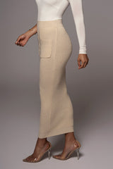 Cream Missy Cable Sweater Midi Skirt - JLUXLABEL