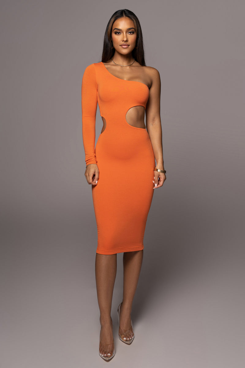 Orange Yours Truly Midi Dress - JLUXLABEL