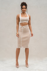 Taupe/White Jodie Ribbed Top - JLUXLABEL