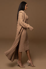 BEIGE UPSTATE CABLE KNIT CARDIGAN - JLUXLABEL