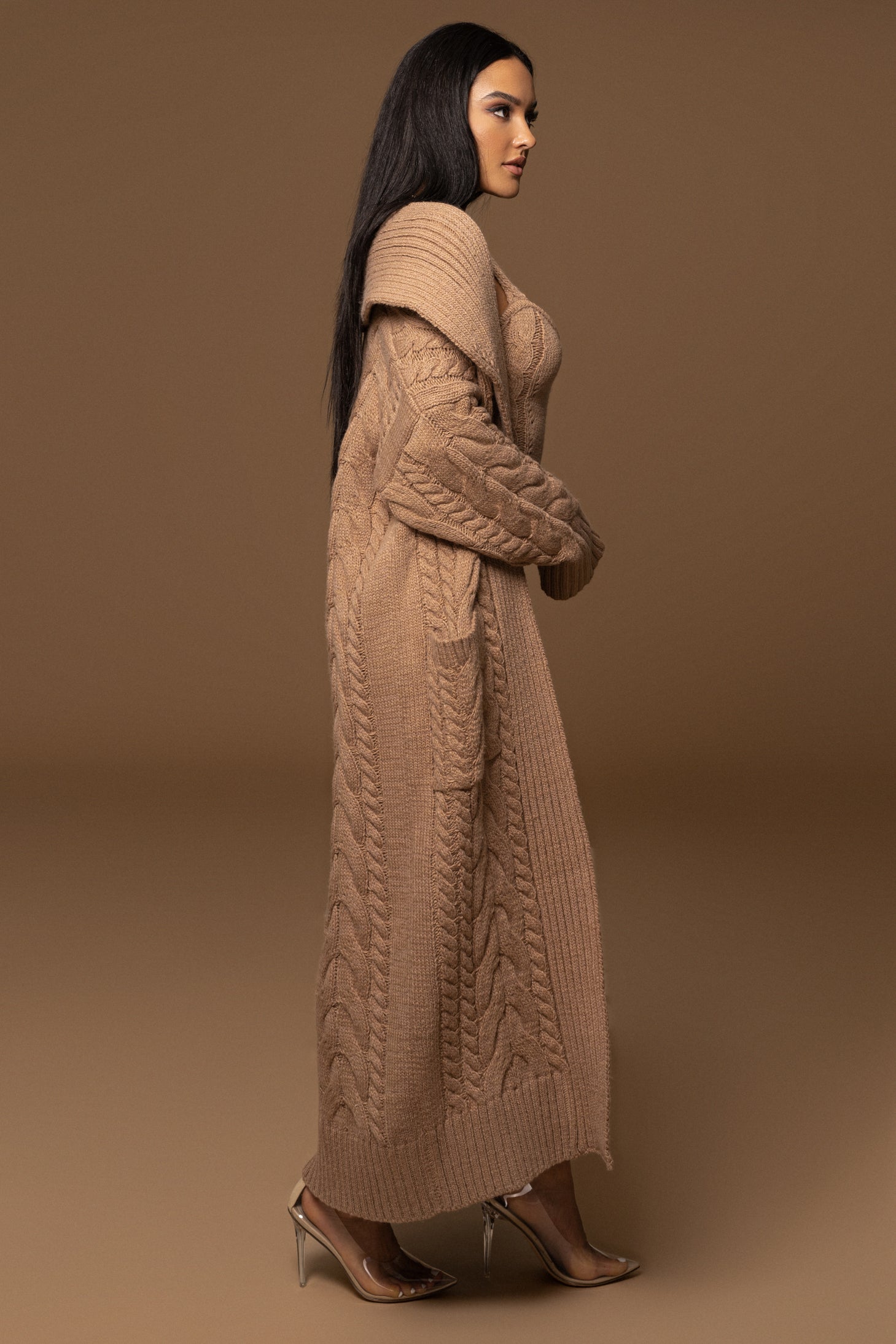 BEIGE UPSTATE CABLE KNIT CARDIGAN - JLUXLABEL