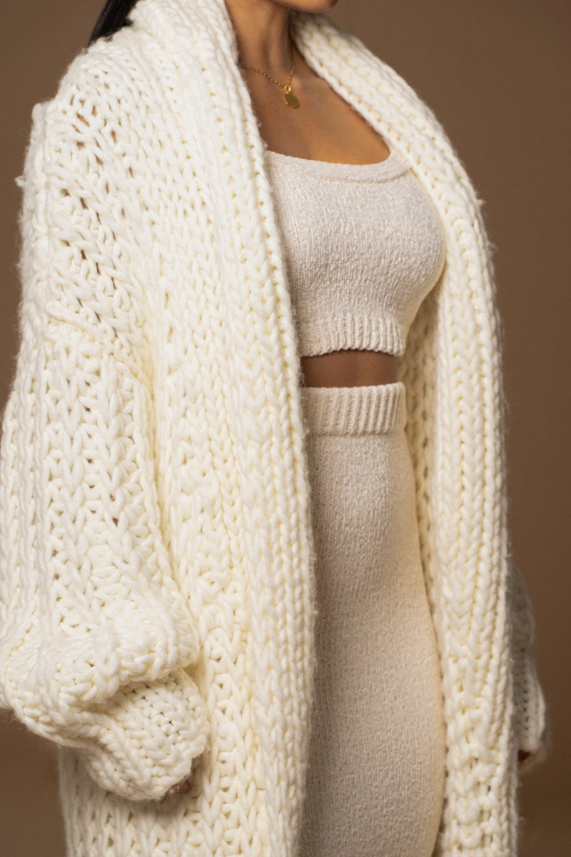 Ivory Hold Me Close Shawl Collar Cardigan - JLUXLABEL