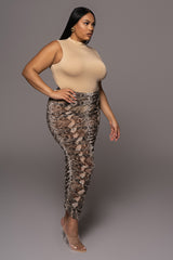SIDE VIEW COBRA POPPY RUCHED MESH SKIRT PLUS SIZE