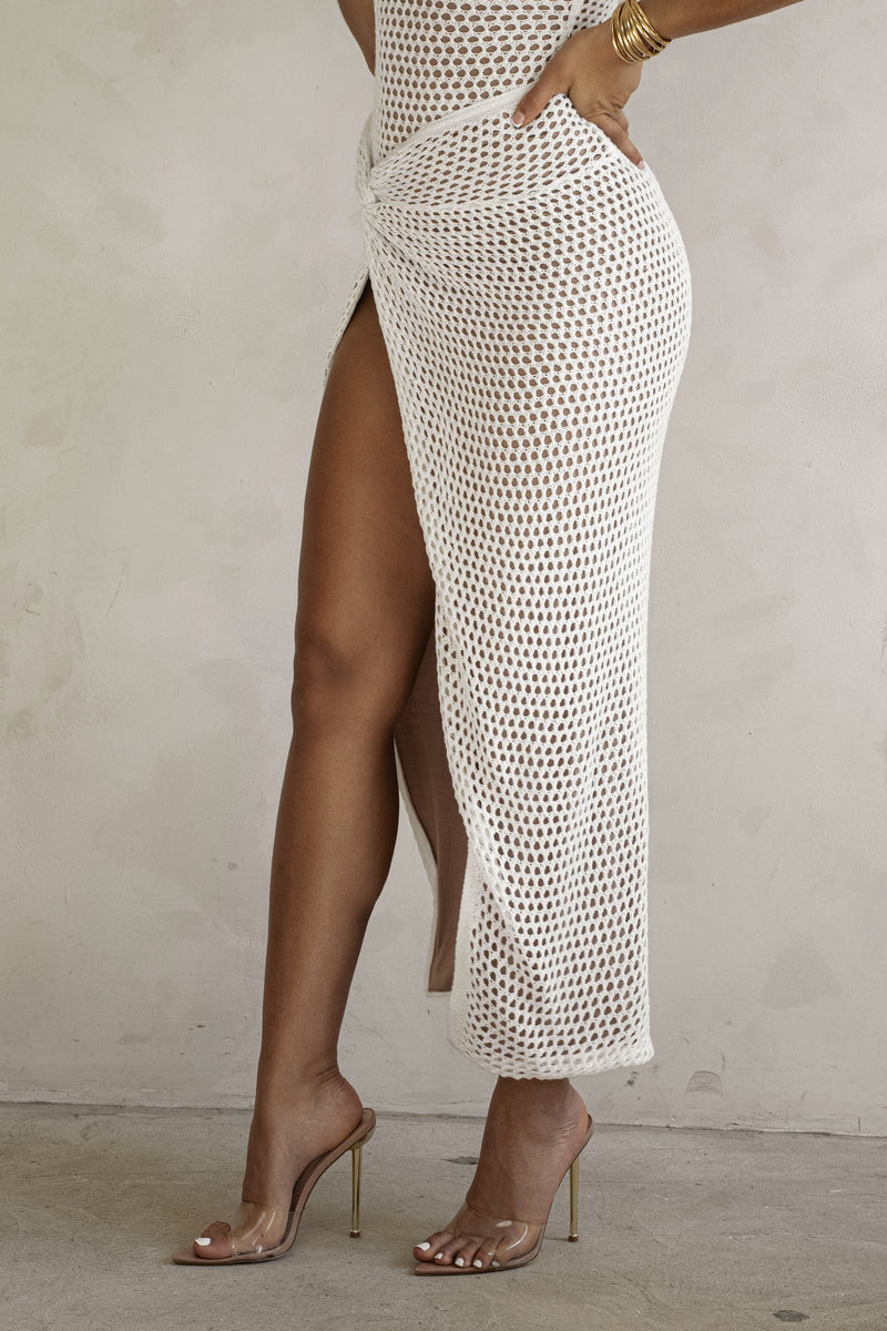 Ivory Jessi Sweater Knit Skirt - JLUXLABEL - Crochet