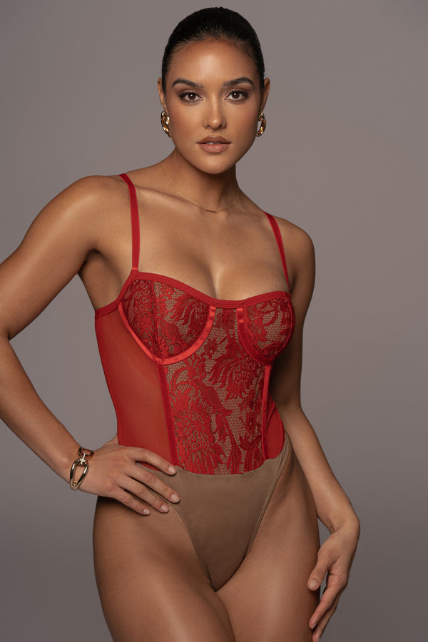 Red Niykee Mesh And Lace Set - JLUXLABEL