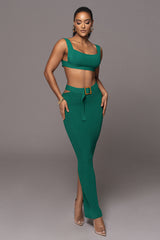 Emerald Nikole Ribbed Skirt Set - JLUXLABEL