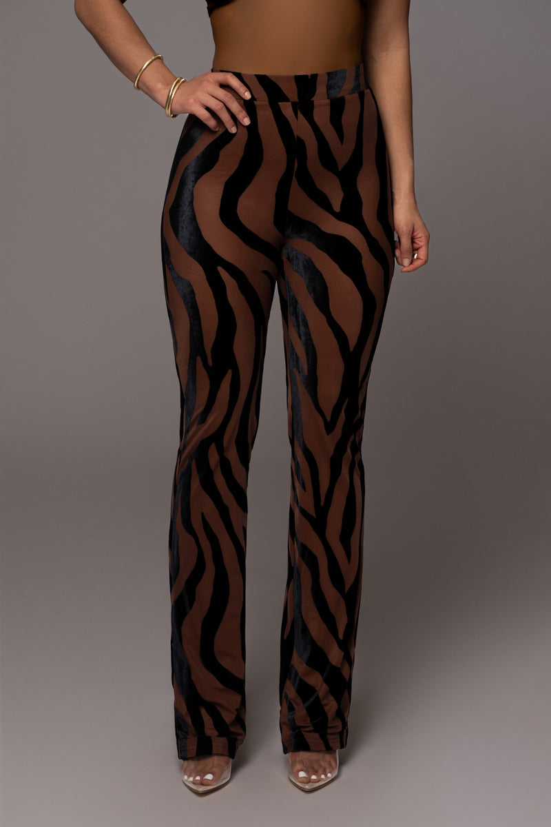 Pecan Zebra After Midnight Pants - JLUXLABEL - Animal Print - Untamed