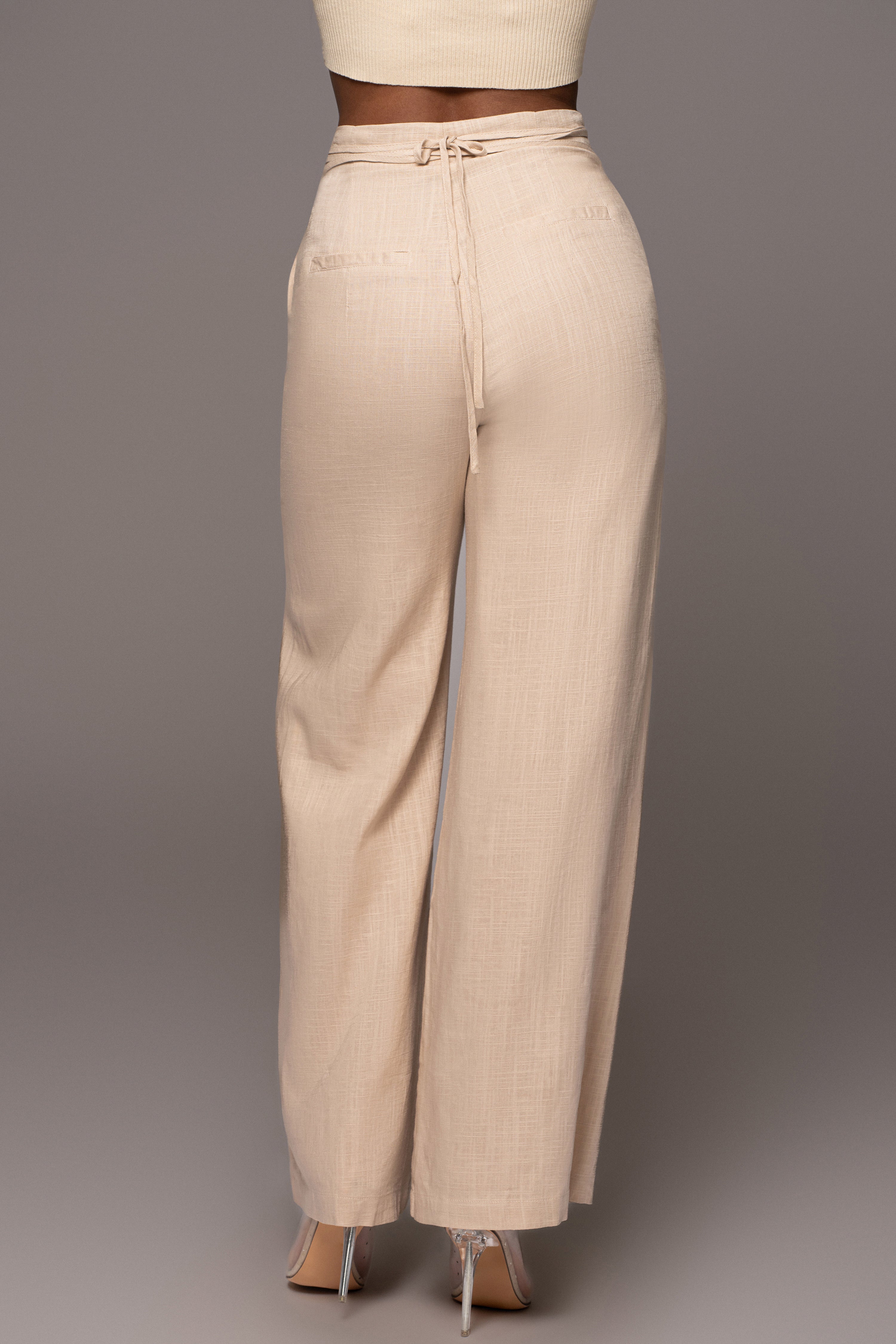 Beige Waverly Linen Trousers