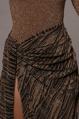 Gold/Black Untamed Slit Dress - JLUXLABEL