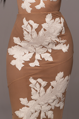 Ivory Edena Embroidered Midi Skirt - JLUXLABEL