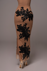 Noir Edena Embroidered Midi Skirt - JLUXLABEL