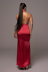 Red First Impressions Satin Maxi Dress - JLUXLABEL
