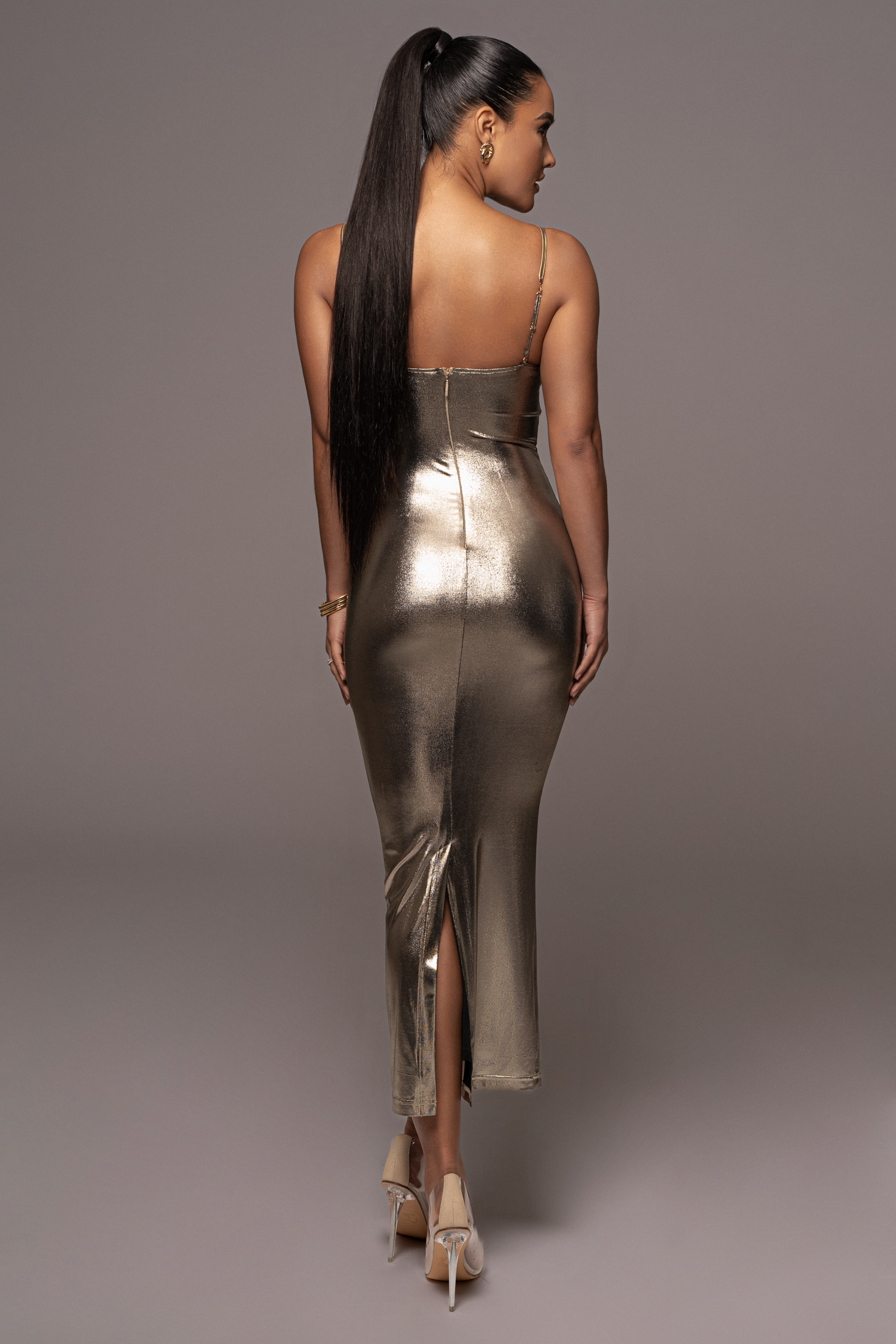 Light Gold Visions Of You Midi Dress - JLUXLABEL