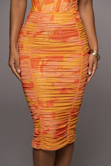 Orange Costa Rica Floral Skirt - JLUXLABEL