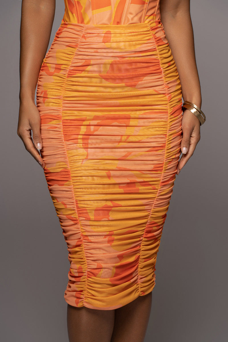 Orange Costa Rica Floral Skirt - JLUXLABEL