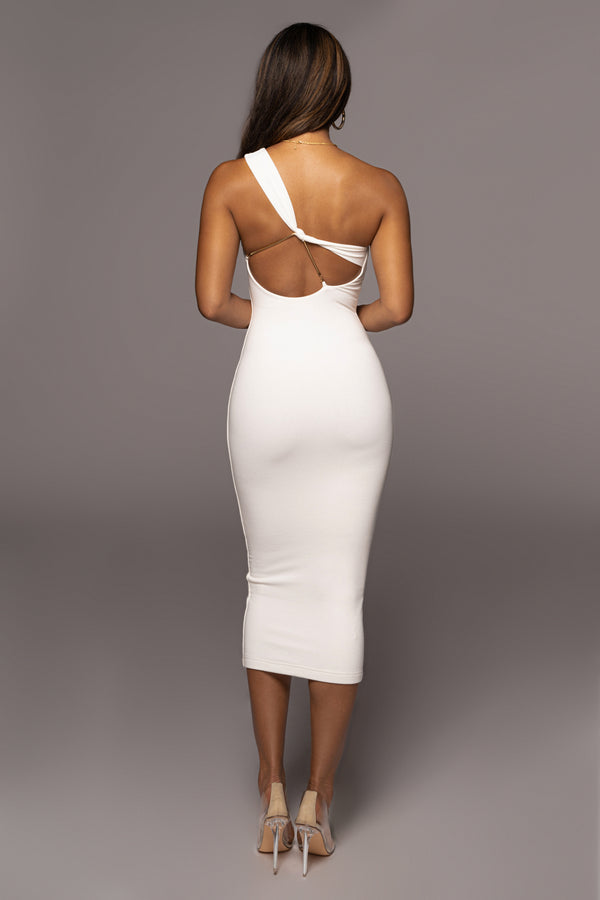 Ivory Meara One Shoulder Dress - JLUXLABEL