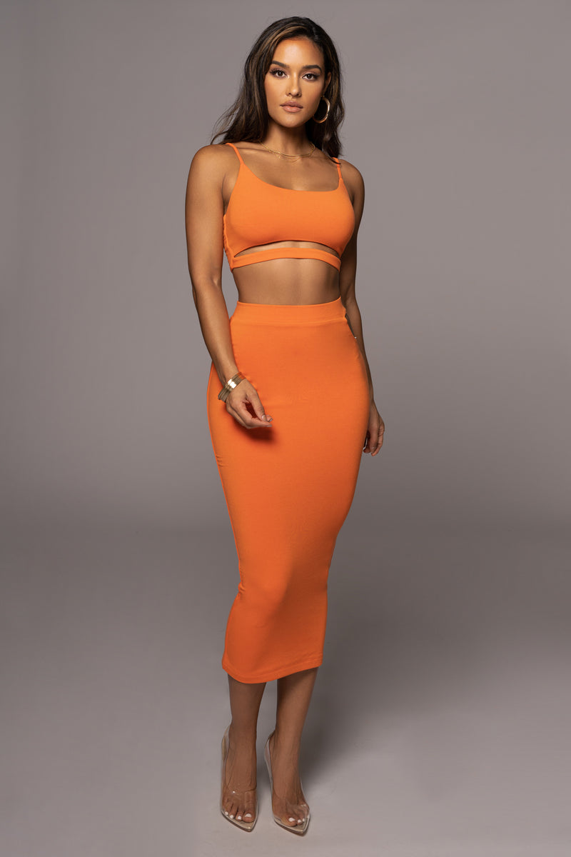 Orange Eizelle Skirt Set - JLUXLABEL
