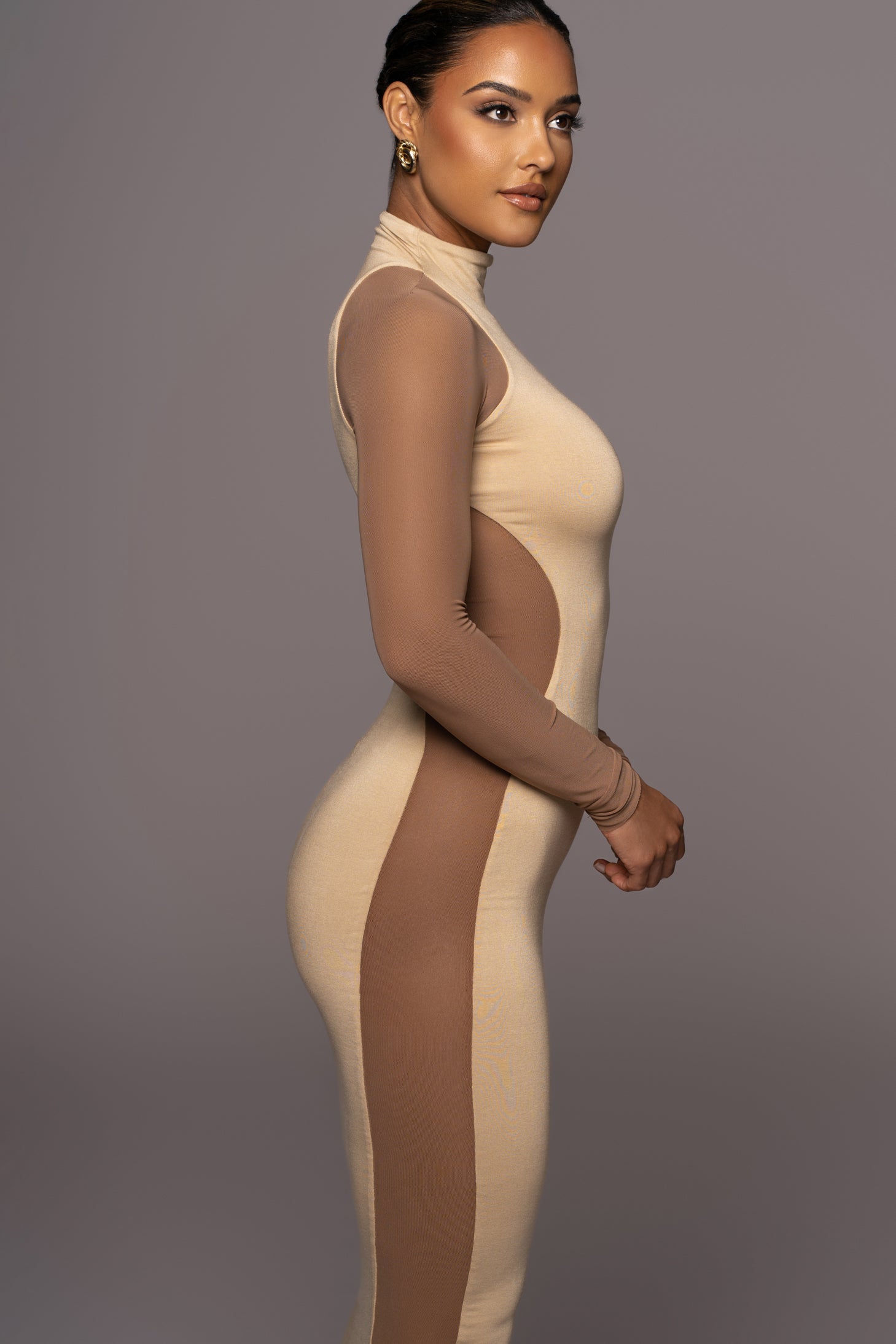 Tan Afterglow Midi Dress - JLUXLABEL