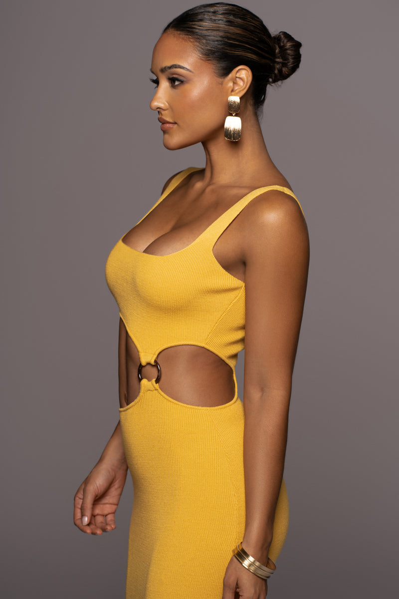 Yellow Time After Time Dress - Feminine Force - JLUXLABEL