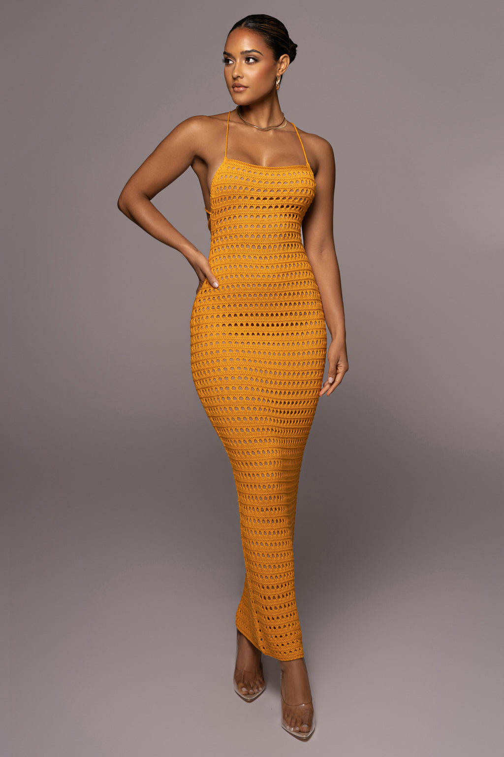 Apricot Palmas Crochet Maxi Dress JLUXLABEL