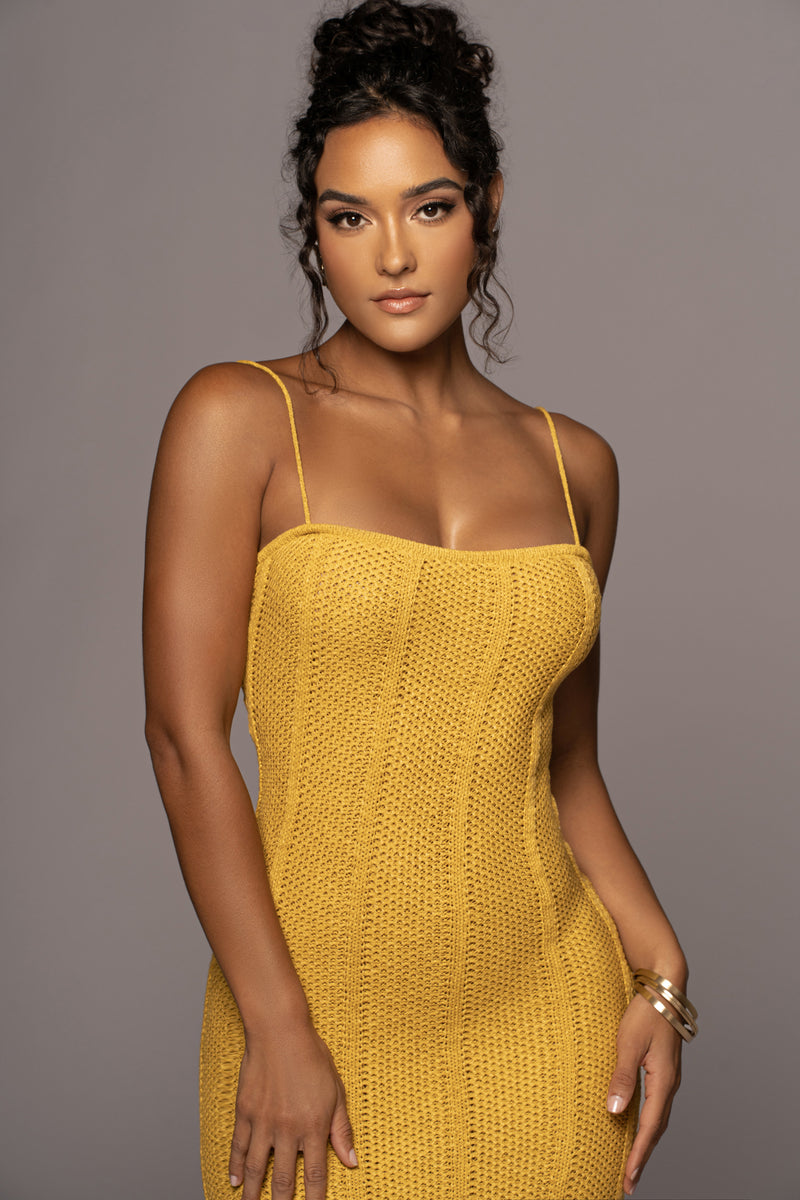 Yellow Cabana Views Crochet Dress - JLUXLABEL