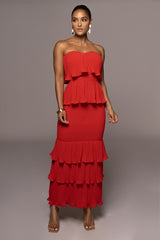 Red Casa Blanca Ruffle Dress - JLUXLABEL