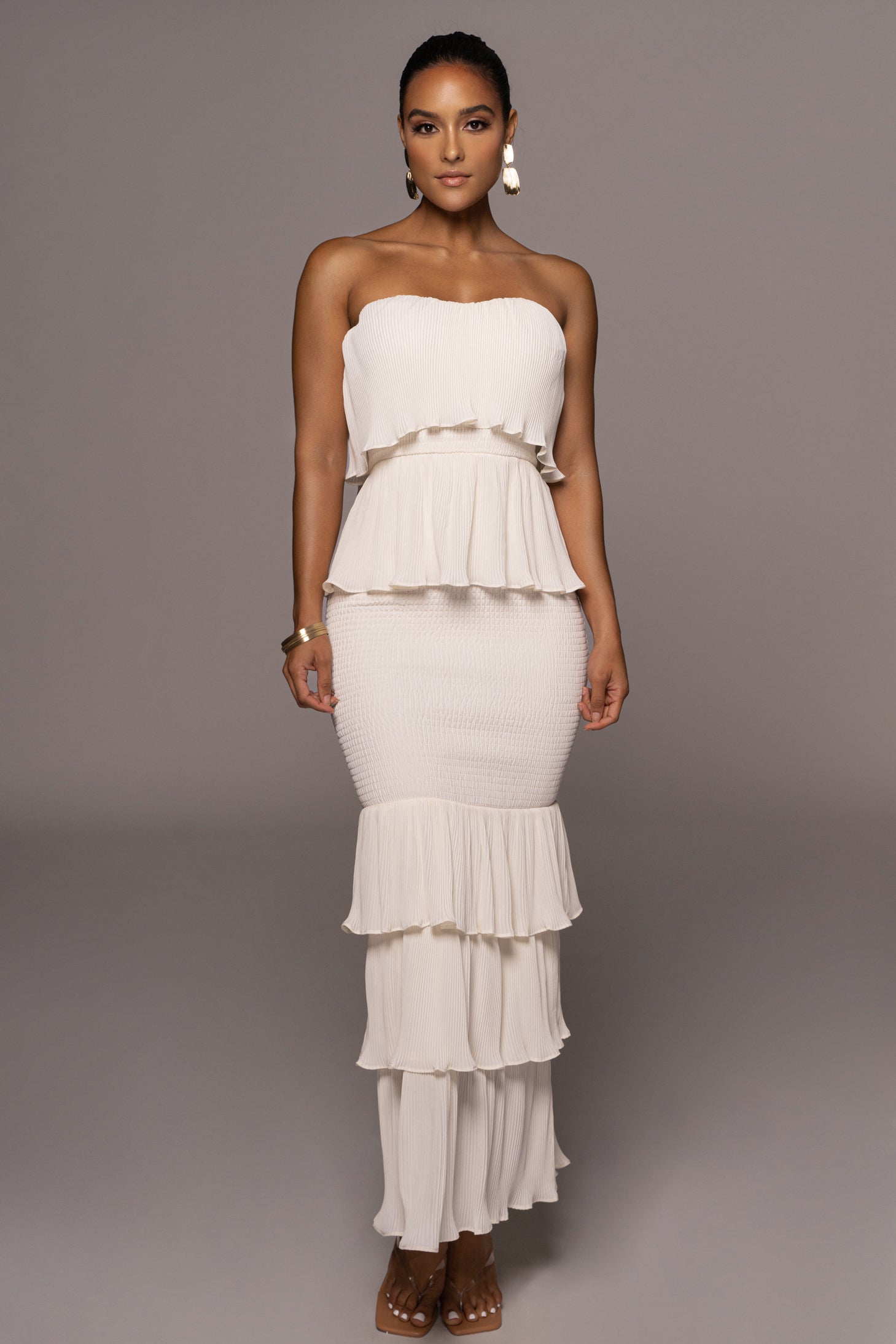 Ivory Casa Blanca Ruffle Dress - JLUXLABEL