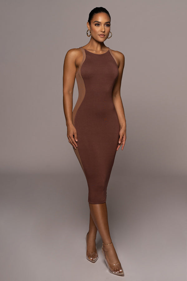 Chocolate The Hills Contrast Dress - JLUXLABEL