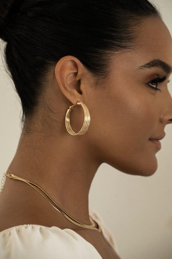 Gold Cassady Hoop Earrings - JLUXLABEL