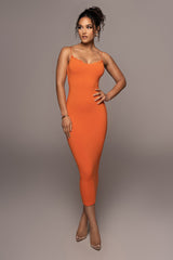 Orange Colette Midi Dress - JLUXLABEL