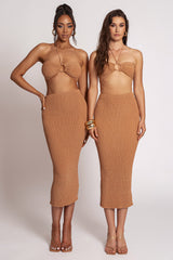 Camel Lana Smocked Skirt Set- JLUXLABEL - Spring Summer Fashion