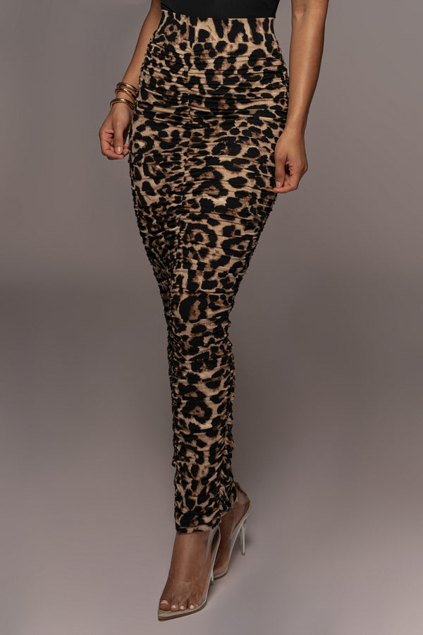 Leopard Karmen Ruched Skirt - JLUXLABEL
